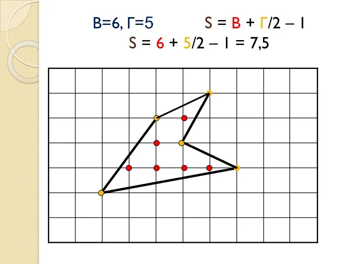 В=6, Г=5 S = В + Г/2 – 1 S