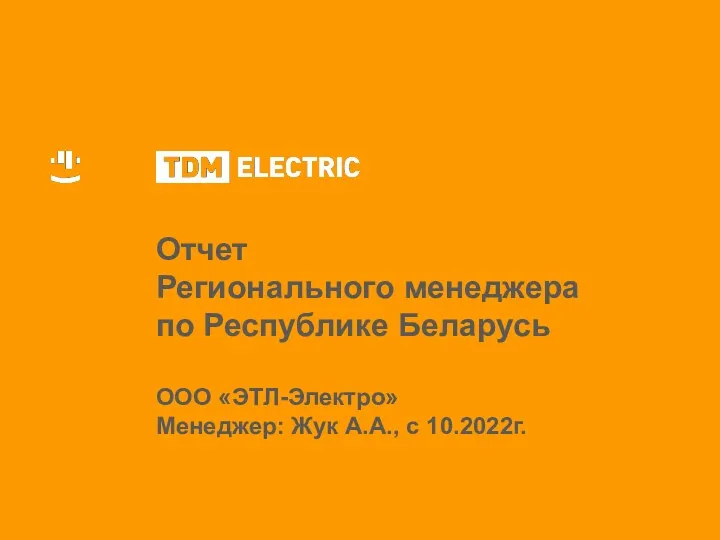 Отчет Регионального менеджера по Республике Беларусь ООО ЭТЛ-Электро