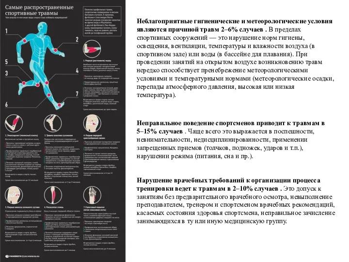 Неблагоприятные гигиенические и метеорологические условия являются причиной травм 2‒6% случаев