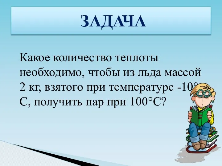 ЗАДАЧА Какое количество теплоты необходимо, чтобы из льда массой 2