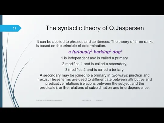 The syntactic theory of O.Jespersen It can be applied to