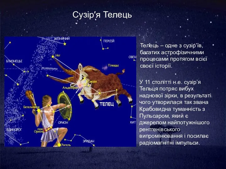 Сузір′я Телець Телець – одне з сузір’їв, багатих астрофізичними процесами