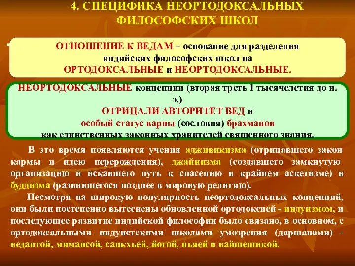 4. СПЕЦИФИКА НЕОРТОДОКСАЛЬНЫХ ФИЛОСОФСКИХ ШКОЛ В это время появляются учения