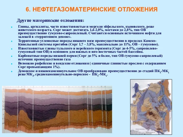 Глины, аргиллиты, часто известковистые и мергели эйфельского, кыновского, реже живетского