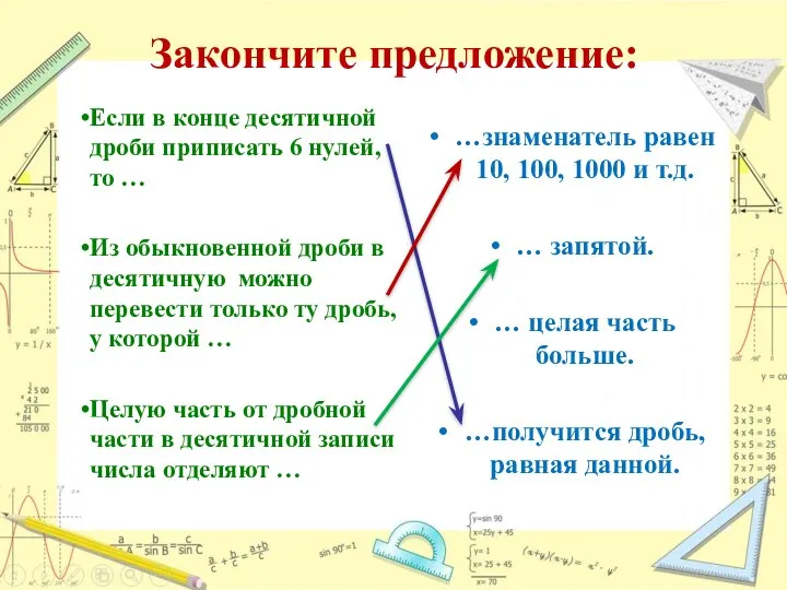 Закончите предложение: Если в конце десятичной дроби приписать 6 нулей,