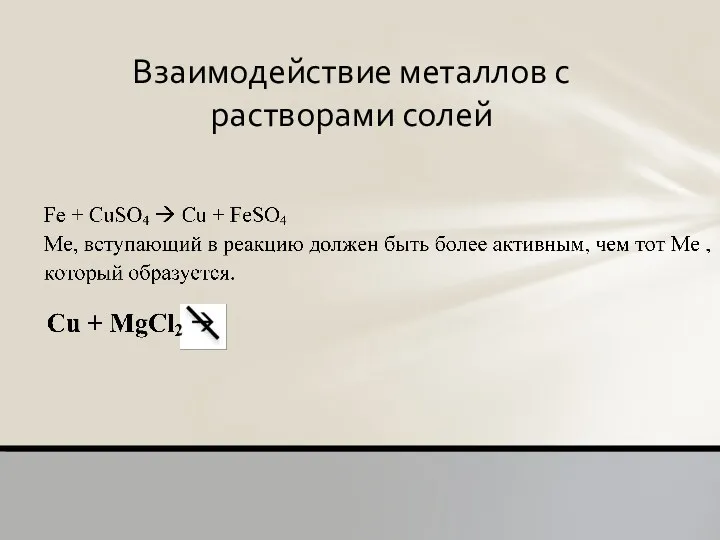 Взаимодействие металлов с растворами солей