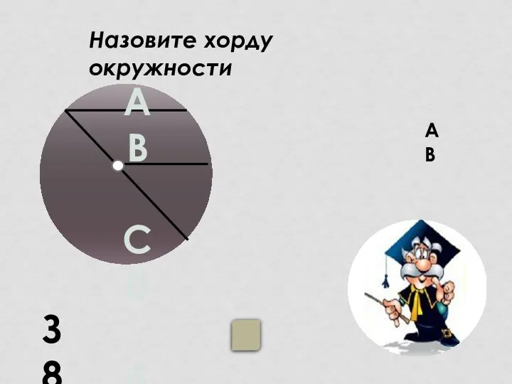 Назовите хорду окружности З8 АВ А В С 0 Д