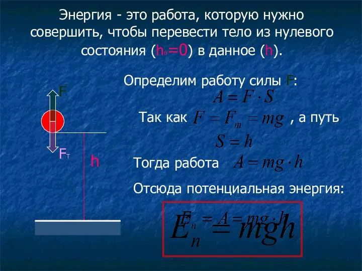 Энергия - это работа, которую нужно совершить, чтобы перевести тело