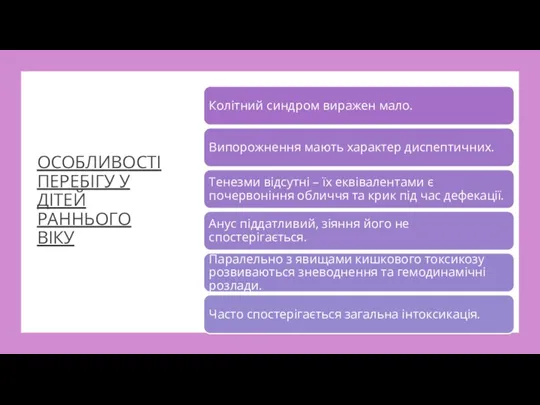 ОСОБЛИВОСТІ ПЕРЕБІГУ У ДІТЕЙ РАННЬОГО ВІКУ