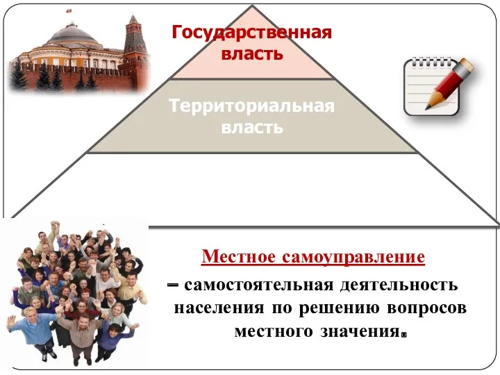 Местное самоуправление – самостоятельная деятельность населения по решению вопросов местного значения.