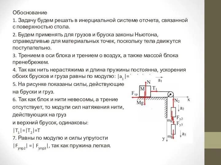 Обоснование 1. Задачу будем решать в инерциальной системе отсчета, связанной