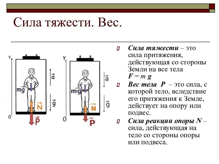 Сила тяжести. Вес. Сила тяжести – это сила притяжения, действующая