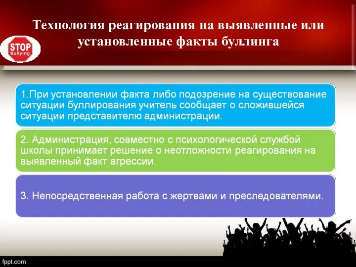 Технология реагирования на выявленные или установленные факты буллинга