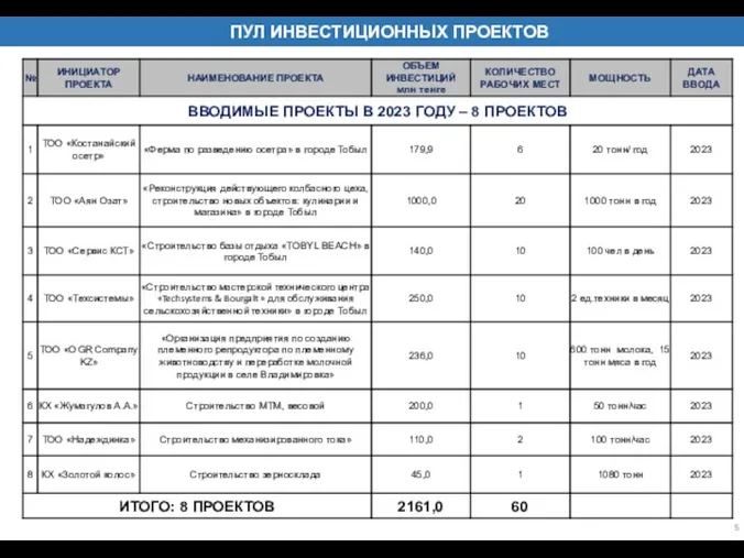 5 ПУЛ ИНВЕСТИЦИОННЫХ ПРОЕКТОВ