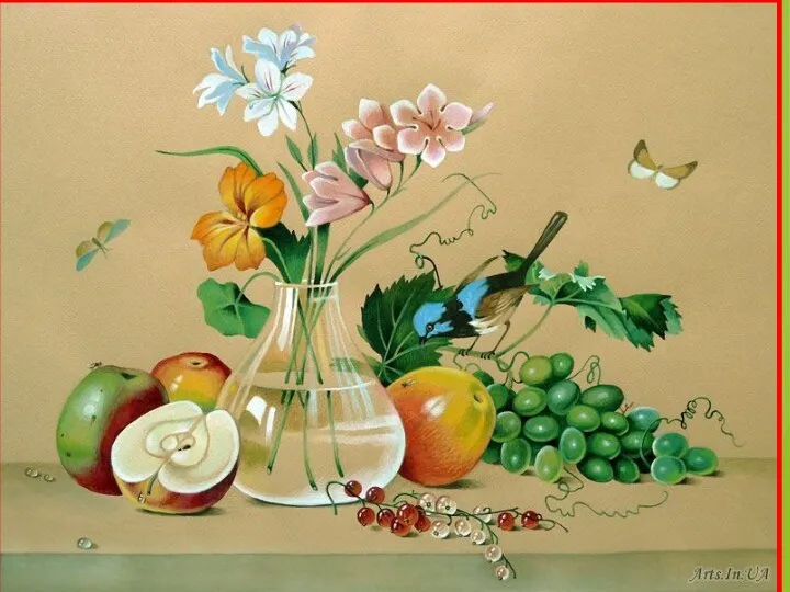 Картина «Цветы, фрукты, птица» 1820г