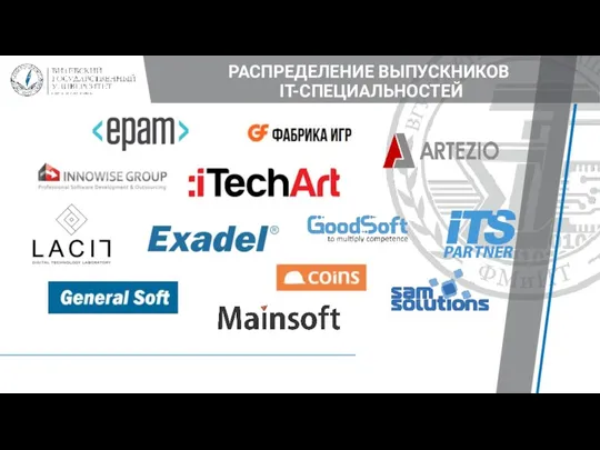 ОБРАЗЕЦ НАЗВАНИЯ В НЕСКОЛЬКО СТРОК РАСПРЕДЕЛЕНИЕ ВЫПУСКНИКОВ IT-СПЕЦИАЛЬНОСТЕЙ