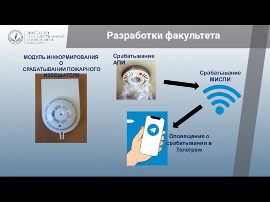 Разработки факультета Срабатывание АПИ Срабатывание МИСПИ Оповещение о срабатывании в