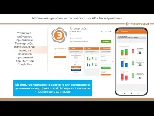 Установить мобильное приложение Татэнергосбыт физических лиц можно из магазинов приложений