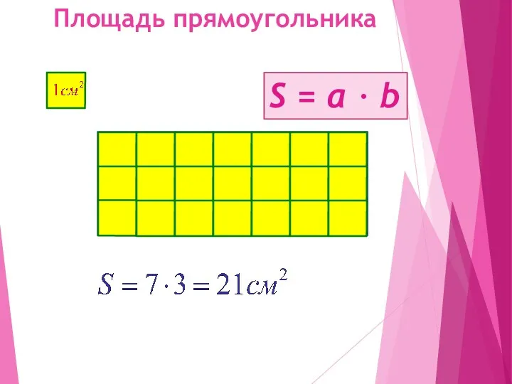 Площадь прямоугольника S = a ∙ b