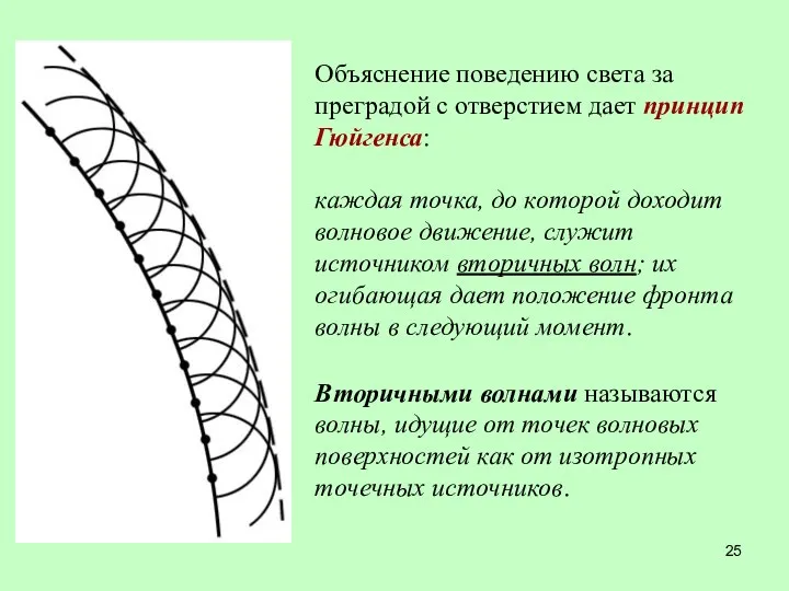 каждая точка, до которой доходит волновое движение, служит источником вторичных