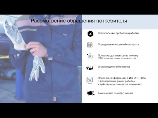 Установление пробега/наработки Определение гарантийного срока Проверка документов на технику (ПТС,