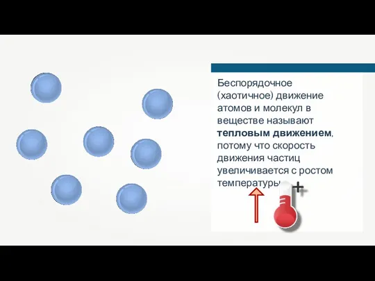 Беспорядочное (хаотичное) движение атомов и молекул в веществе называют тепловым