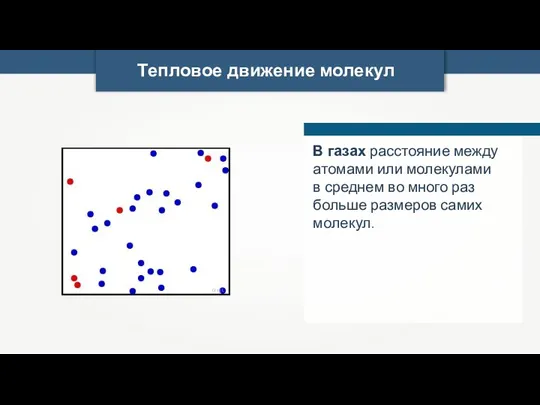 Тепловое движение молекул Greg L В газах расстояние между атомами