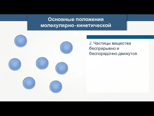 Основные положения молекулярно-кинетической теории 2. Частицы вещества беспрерывно и беспорядочно движутся.