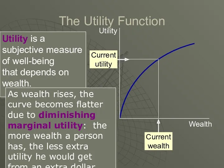 The Utility Function Utility is a subjective measure of well-being that depends on