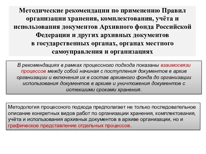 Методические рекомендации по применению Правил организации хранения, комплектования, учёта и