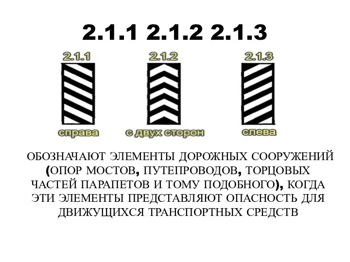 2.1.1 2.1.2 2.1.3 ОБОЗНАЧАЮТ ЭЛЕМЕНТЫ ДОРОЖНЫХ СООРУЖЕНИЙ (ОПОР МОСТОВ, ПУТЕПРОВОДОВ,