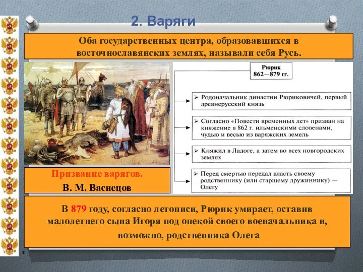 * 2. Варяги Оба государственных центра, образовавшихся в восточнославянских землях,