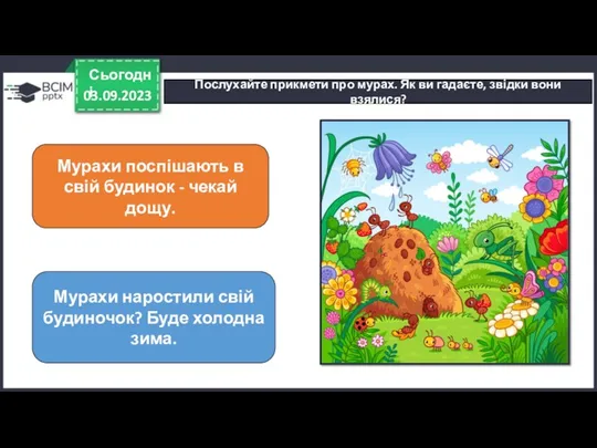 03.09.2023 Сьогодні Послухайте прикмети про мурах. Як ви гадаєте, звідки