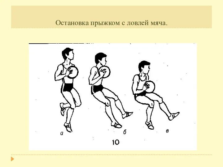 Остановка прыжком с ловлей мяча.