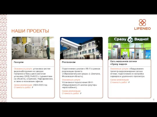 НАШИ ПРОЕКТЫ Оказанные услуги: установка систем видеонаблюдения на заводах Газпрома в Камышине (включая
