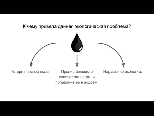 К чему привела данная экологическая проблема? Нарушение экологии. Пролив большого количества нефти и