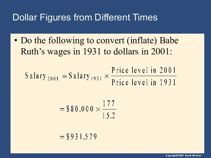 Dollar Figures from Different Times Do the following to convert