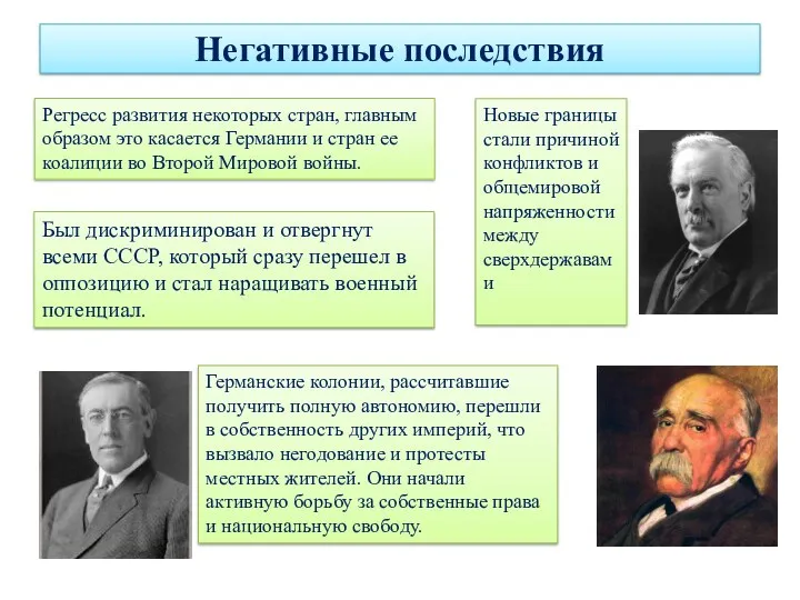 Негативные последствия Регресс развития некоторых стран, главным образом это касается