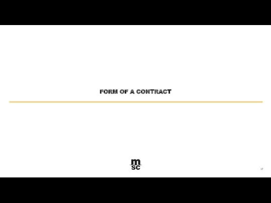 FORM OF A CONTRACT