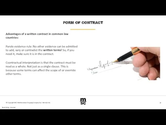 Advantages of a written contract in common law countries: Parole