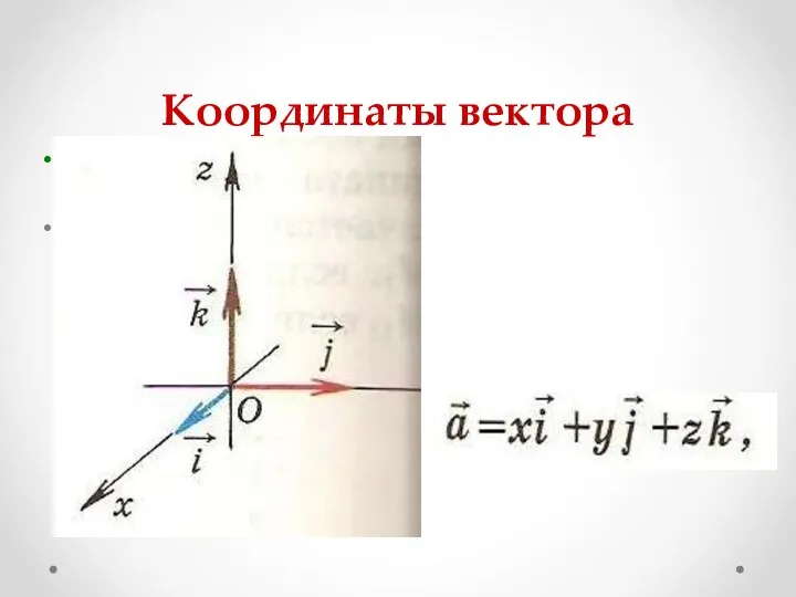 Координаты вектора Векторы (i. j. k) единичные векторы Любой вектор можно разложить по координатным векторам