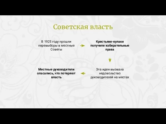 В 1925 году прошли перевыборы в местные Советы Крестьяне-кулаки получили