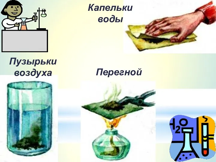 Пузырьки воздуха Капельки воды Перегной