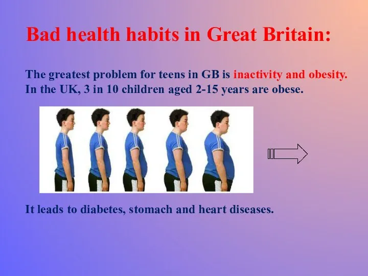 Bad health habits in Great Britain: The greatest problem for