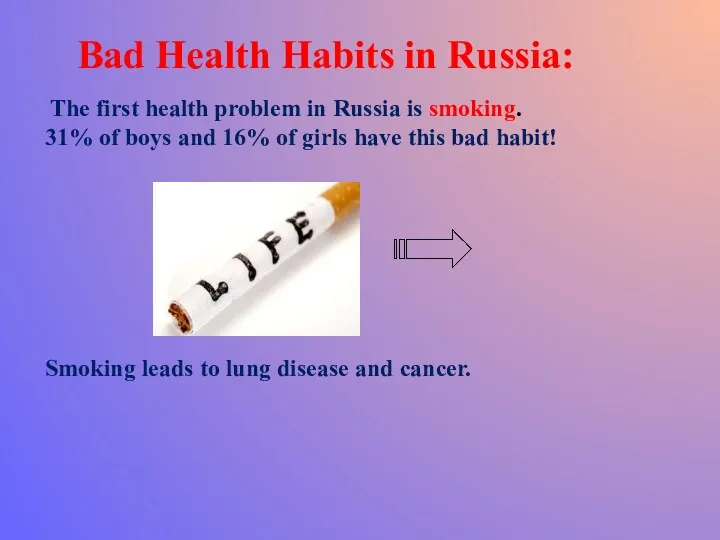 Bad Health Habits in Russia: The first health problem in