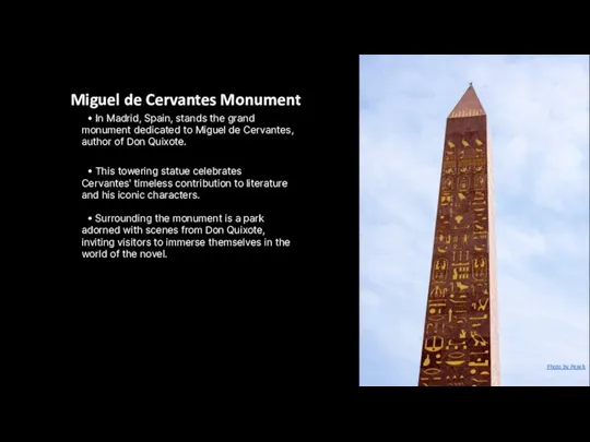 Miguel de Cervantes Monument • In Madrid, Spain, stands the