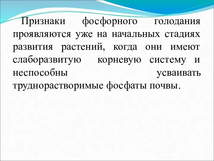 Признаки фосфорного голодания проявляются уже на начальных стадиях развития растений,