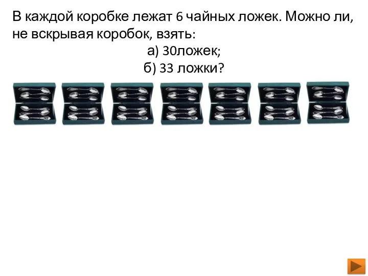 В каждой коробке лежат 6 чайных ложек. Можно ли, не