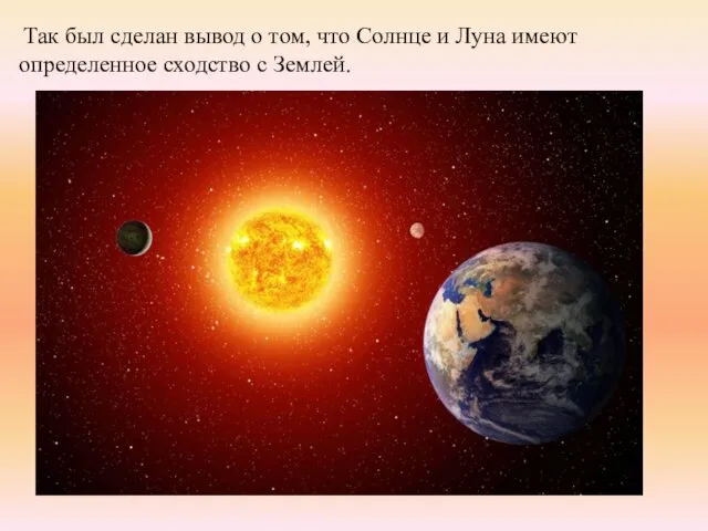 Так был сделан вывод о том, что Солнце и Луна имеют определенное сходство с Землей.