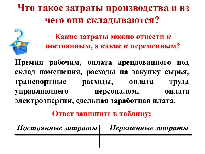 Что такое затраты производства и из чего они складываются? Какие